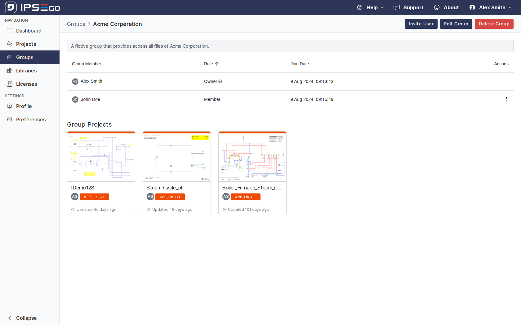 group detail page